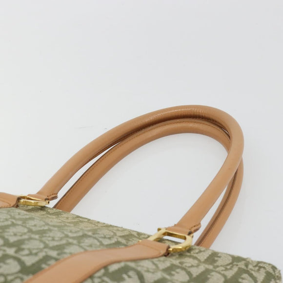 Christian Dior Trotter Canvas Hand Bag Green Gold Auth ka4602