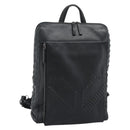 MCM Backpack Leather Black Silver Auth ka4605A-1