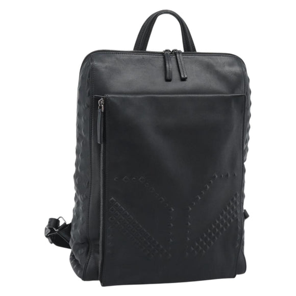 MCM Backpack Leather Black Silver Auth ka4605A
