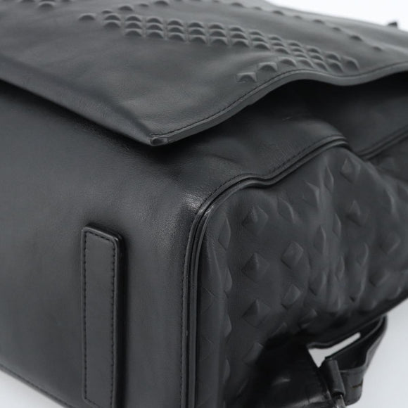 MCM Backpack Leather Black Silver Auth ka4605A