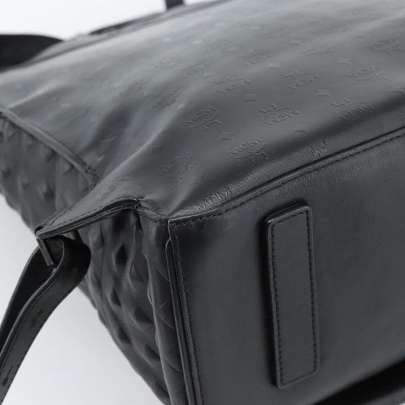 MCM Backpack Leather Black Silver Auth ka4605A