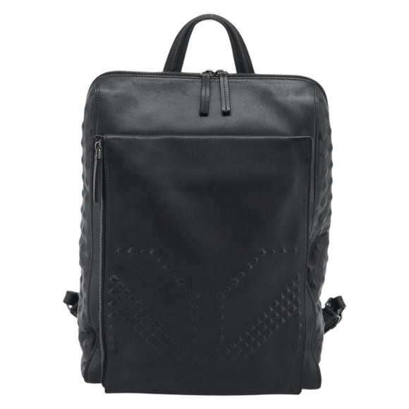 MCM Backpack Leather Black Silver Auth ka4605A