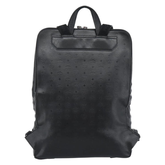 MCM Backpack Leather Black Silver Auth ka4605A