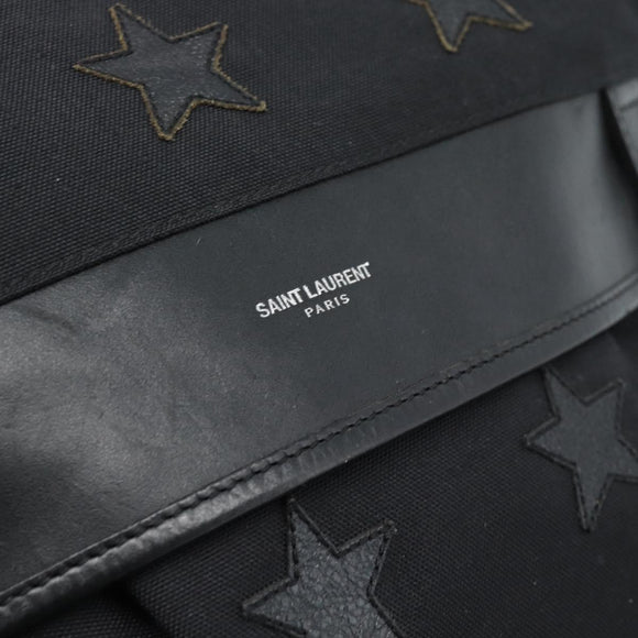 SAINT LAURENT Rugzak Canvas Zwart Zilver Auth ka4606A