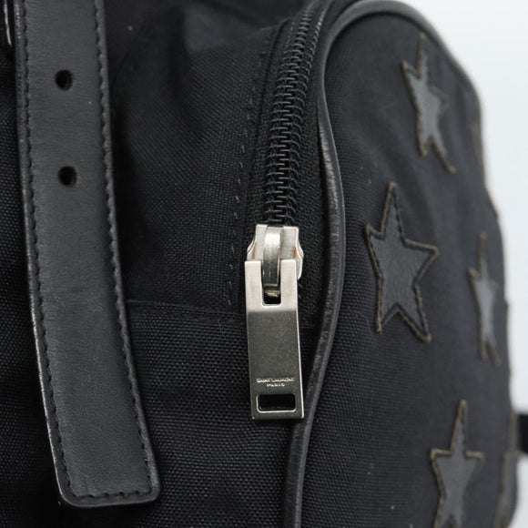 SAINT LAURENT Rugzak Canvas Zwart Zilver Auth ka4606A