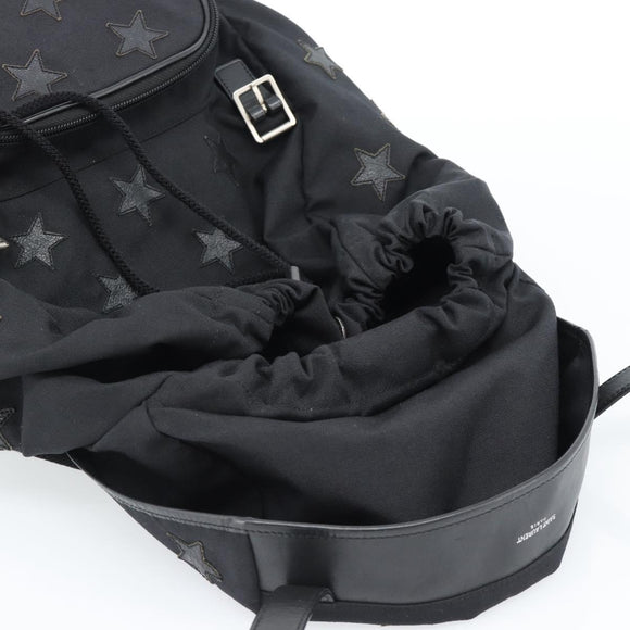 SAINT LAURENT Rugzak Canvas Zwart Zilver Auth ka4606A