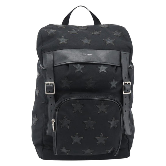 SAINT LAURENT Rugzak Canvas Zwart Zilver Auth ka4606A