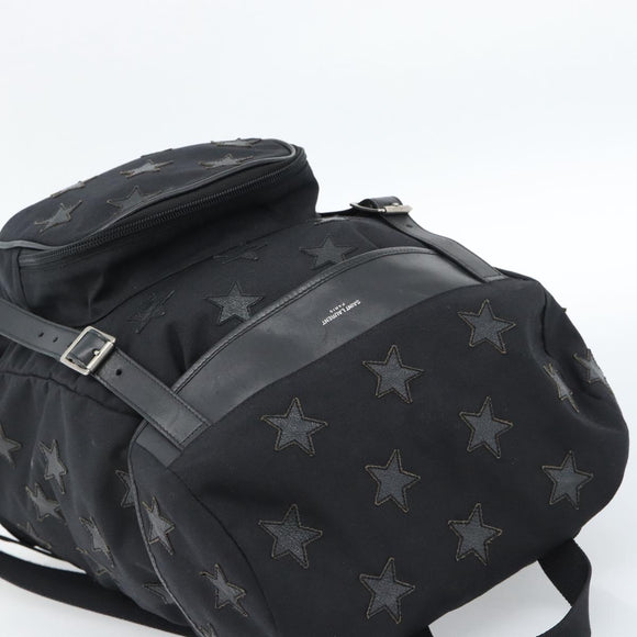 SAINT LAURENT Rugzak Canvas Zwart Zilver Auth ka4606A