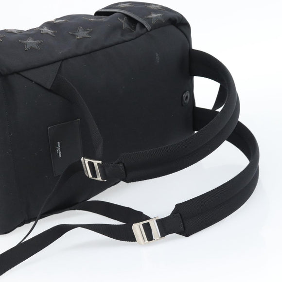 SAINT LAURENT Rugzak Canvas Zwart Zilver Auth ka4606A