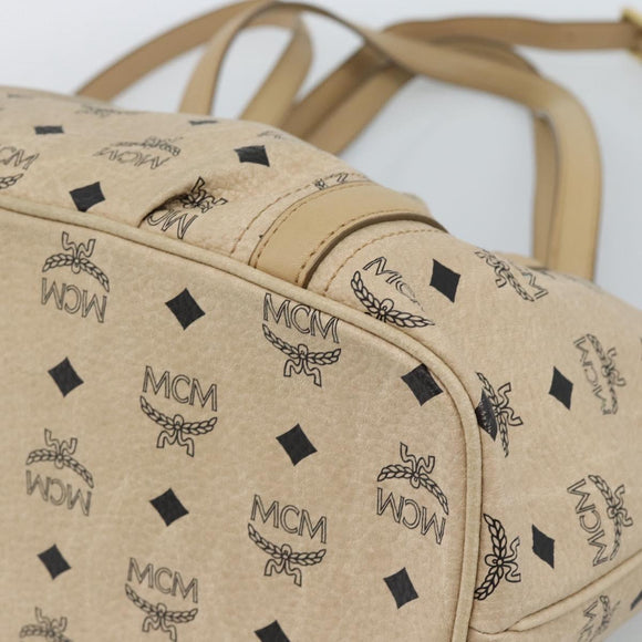 MCM Vicetos Logogram Hand Bag PVC Leather 2way Beige Gold Auth ka4607A