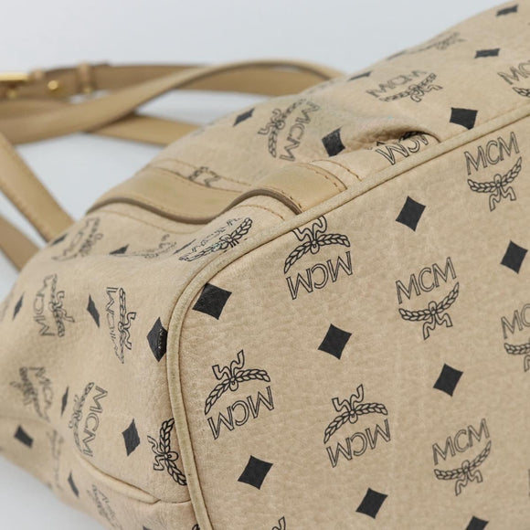 MCM Vicetos Logogram Hand Bag PVC Leather 2way Beige Gold Auth ka4607A