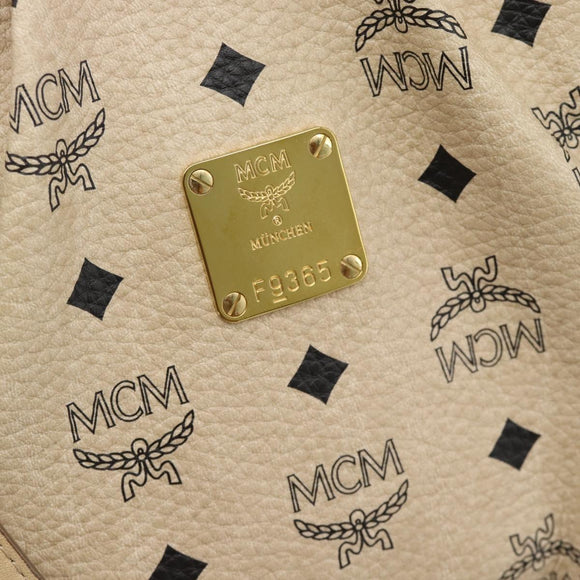 MCM Vicetos Logogram Hand Bag PVC Leather 2way Beige Gold Auth ka4607A