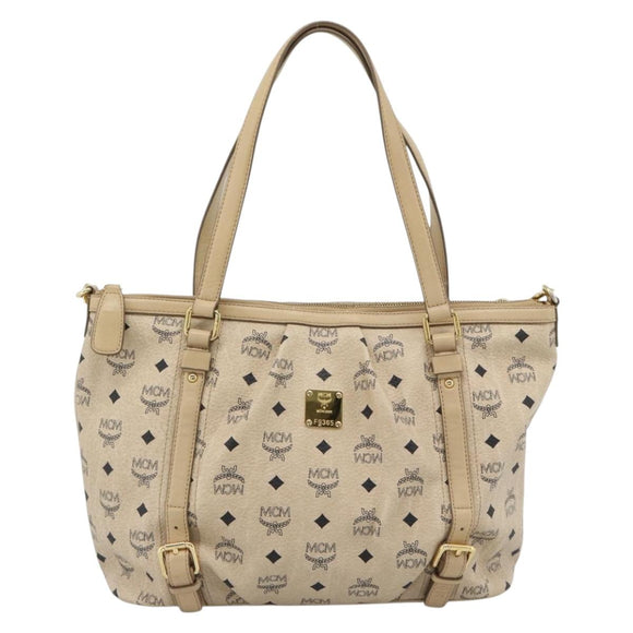 MCM Vicetos Logogram Hand Bag PVC Leather 2way Beige Gold Auth ka4607A