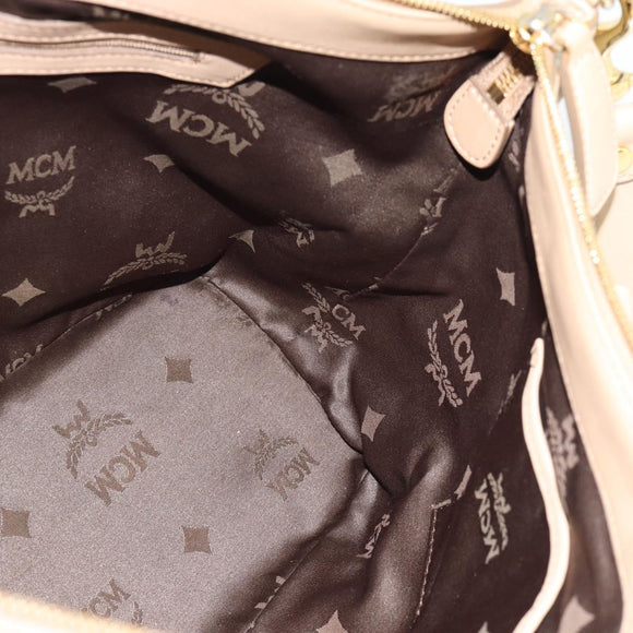 MCM Vicetos Logogram Hand Bag PVC Leather 2way Beige Gold Auth ka4607A