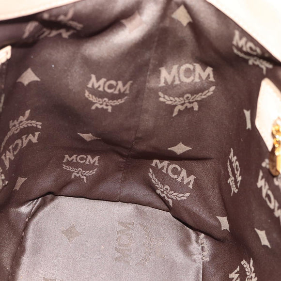 MCM Vicetos Logogram Hand Bag PVC Leather 2way Beige Gold Auth ka4607A