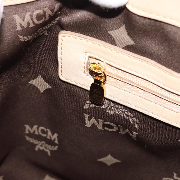 MCM Vicetos Logogram Hand Bag PVC Leather 2way Beige Gold Auth ka4607A