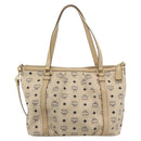 MCM Vicetos Logogram Hand Bag PVC Leather 2way Beige Gold Auth ka4607A-2