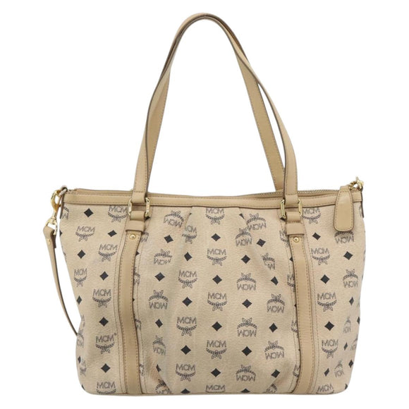 MCM Vicetos Logogram Hand Bag PVC Leather 2way Beige Gold Auth ka4607A