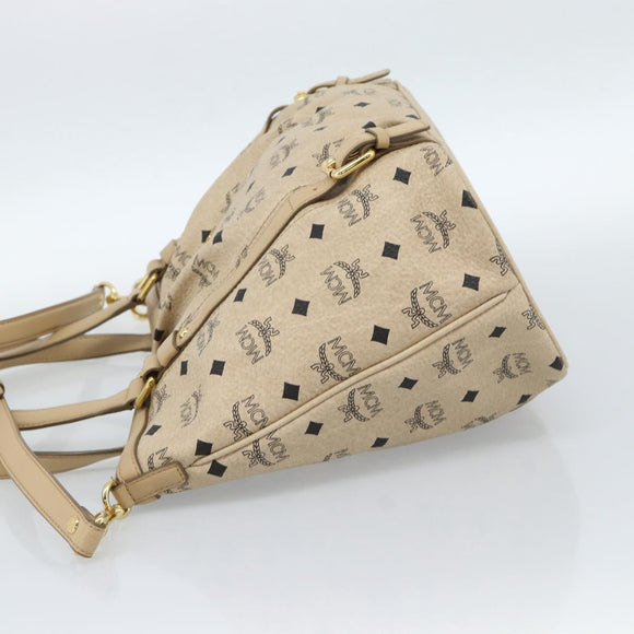 MCM Vicetos Logogram Hand Bag PVC Leather 2way Beige Gold Auth ka4607A