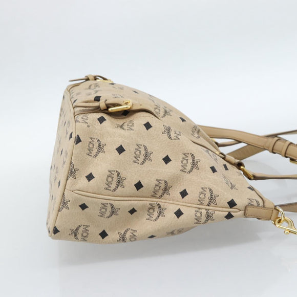 MCM Vicetos Logogram Hand Bag PVC Leather 2way Beige Gold Auth ka4607A