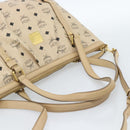 MCM Vicetos Logogram Hand Bag PVC Leather 2way Beige Gold Auth ka4607A-7