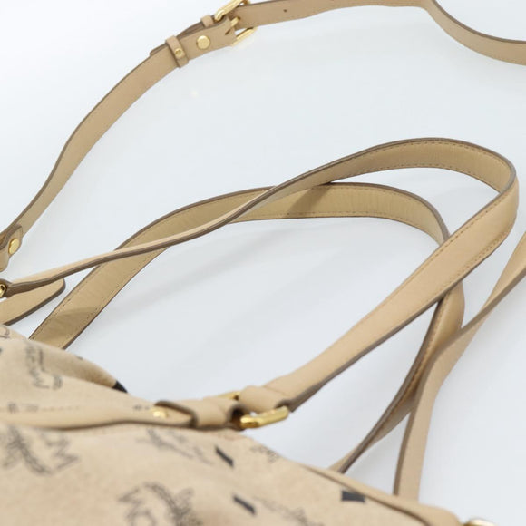 MCM Vicetos Logogram Hand Bag PVC Leather 2way Beige Gold Auth ka4607A