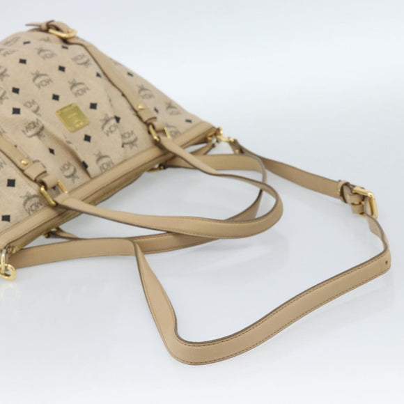 MCM Vicetos Logogram Hand Bag PVC Leather 2way Beige Gold Auth ka4607A
