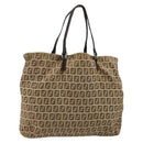FENDI Zucchino Canvas Hand Bag Beige Silver Auth ka4608-1