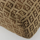 FENDI Zucchino Canvas Hand Bag Beige Silver Auth ka4608-14