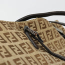 FENDI Zucchino Canvas Hand Bag Beige Silver Auth ka4608-10