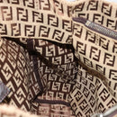 FENDI Zucchino Canvas Hand Bag Beige Silver Auth ka4608-18