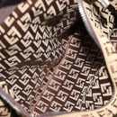 FENDI Zucchino Canvas Hand Bag Beige Silver Auth ka4608-21