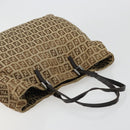 FENDI Zucchino Canvas Hand Bag Beige Silver Auth ka4608-6