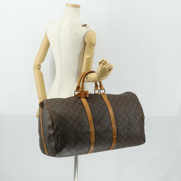 LOUIS VUITTON Monogram Keepall Bandouliere 55 Boston Bag M41414 LV Auth ka461