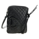 CHANEL Cambon Line Shoulder Bag Leather Black Silver CC Auth ka4610V-1