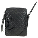 CHANEL Cambon Line Shoulder Bag Leather Black Silver CC Auth ka4610V-13