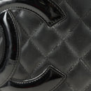 CHANEL Cambon Line Shoulder Bag Leather Black Silver CC Auth ka4610V-2