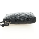 CHANEL Cambon Line Shoulder Bag Leather Black Silver CC Auth ka4610V-4