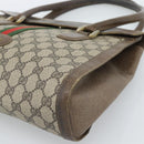 GUCCI GG Supreme Web Sherry Line Hand Bag PVC Brown Gold Auth ka4611-10