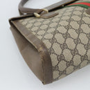 GUCCI GG Supreme Web Sherry Line Hand Bag PVC Brown Gold Auth ka4611-11