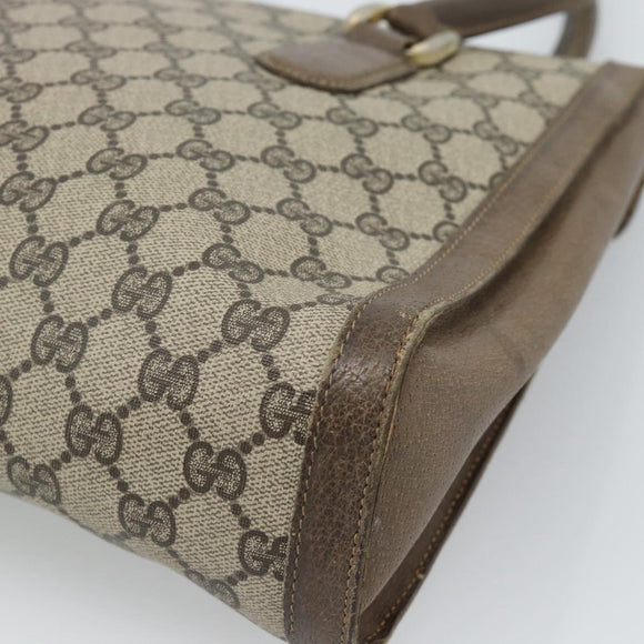 GUCCI GG Supreme Web Sherry Line Hand Bag PVC Brown Gold Auth ka4611