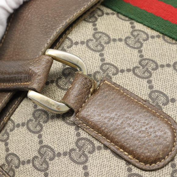 GUCCI GG Supreme Web Sherry Line Hand Bag PVC Brown Gold Auth ka4611