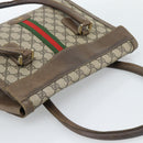 GUCCI GG Supreme Web Sherry Line Hand Bag PVC Brown Gold Auth ka4611-6