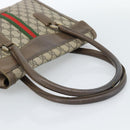 GUCCI GG Supreme Web Sherry Line Hand Bag PVC Brown Gold Auth ka4611-7