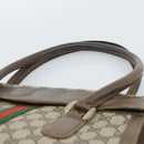 GUCCI GG Supreme Web Sherry Line Hand Bag PVC Brown Gold Auth ka4611-8