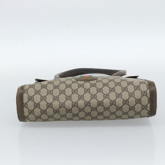 GUCCI GG Supreme Web Sherry Line Hand Bag PVC Brown Gold Auth ka4611