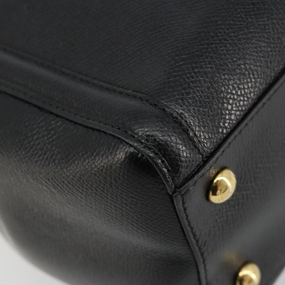 Salvatore Ferragamo Vala Chain Shoulder Bag Leather Black Gold Auth ka4612V