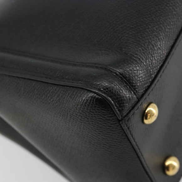 Salvatore Ferragamo Vala Chain Shoulder Bag Leather Black Gold Auth ka4612V