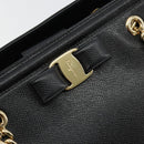 Salvatore Ferragamo Vala Chain Shoulder Bag Leather Black Gold Auth ka4612V-17