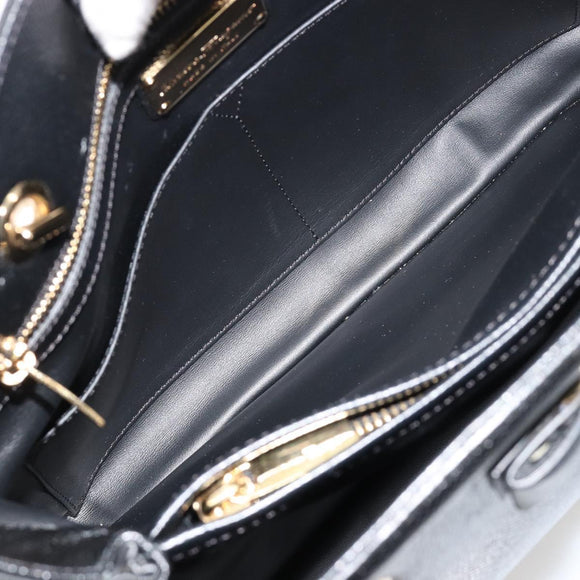 Salvatore Ferragamo Vala Chain Shoulder Bag Leather Black Gold Auth ka4612V